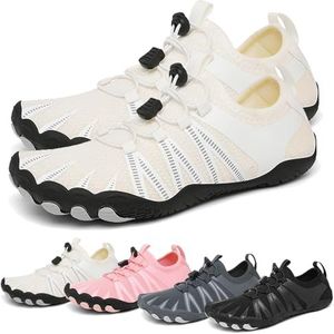 Waterschoenen voor dames en heren, sneldrogend, antislip, ademend, brede teen, aquaschoen, voor strand, zwemmen, wandelen, fitness, gym, outdoorsport, Wit, 48.5 EU