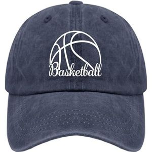 Baseball Cap Basketbal Trucker Caps voor Vrouwen Vintage Gewassen Denim Verstelbaar voor Jogging Geschenken, marineblauw, one size