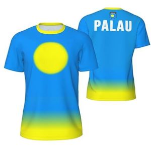 Sport Mesh T-Shirt Palau Vlag voor Running Bike Voetbal Tennis Voetbal Fitness Tees 3D Gedrukt, Meerkleurig, S
