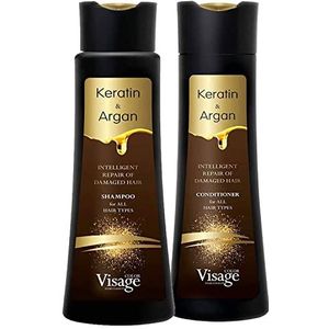 Visage Shampoo 250ml + Conditioner 250ml met biomimetische keratine & arganolie | Hydraterend en voedend | Diep hydraterend | Intelligent herstel van beschadigd haar | voor alle haarsoorten