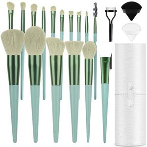 Professionele make-upborstelset, LUXBRU 20 stuks make-upborstels met foundation, wenkbrauwmenging, concealer, blush oogschaduw contourpoederborstel, make-up kwastenset met reisetui en 2