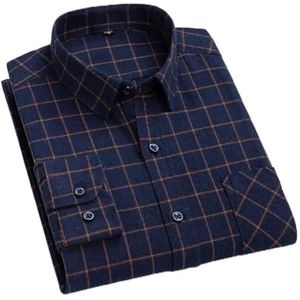 Rfmfkkg Heren katoen geruit overhemd lange mouw casual enkele patch zak button-down kraag shirt R2-833 40 maat 170 cm 65 kg