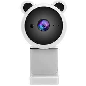 Denash 1080p Full HD webcam, leuke USB-webcamera, ingebouwde microfoon voor desktopcomputer, pc voor video-opname, plug and play, wit