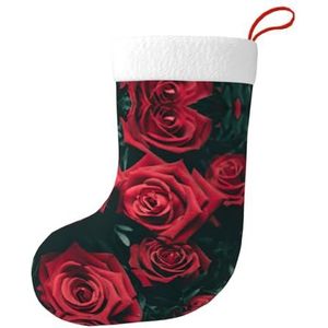 SDEGTHO Rode roos 18 inch kerstkous voor trap decoratie, vakantie decor kousen, open haard opknoping