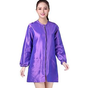 Professionele salon smock stylist jas cosmetologie uniform rits kappers cape kapper werkkleding haar schoonheid spa gastklant kimono jurk (L, paars)