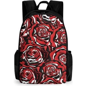 Roses in zwart wit 16 inch laptop rugzak grote capaciteit dagrugzak reizen schoudertas voor mannen en vrouwen