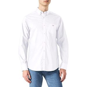 GANT Heren shirt lange mouw kraag, Wit, L