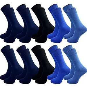 GAWILO 10 paar herensokken, 100% katoen, zonder rubberen druk, zonder drukkende teennaad, gekleurd 2, 47/50 EU