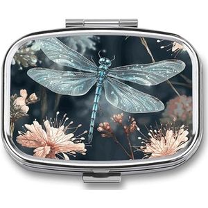 Libelle Bloem Pillendoos Pil Case Leuke Pil Organizer Pil Houder Geneeskunde Pil Organizer Pil Container Dagelijkse Pil Organizer Kleine Pillendoos Pil Case voor Portemonnee Pocket