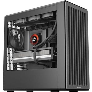 HAVN BF 360 ATX Mid Tower pc-behuizing, halfopen SGCC-stalen frame, eenvoudig kabelbeheer, afneembare bovenbeugel, stille bediening, premium stalen constructie - zwart