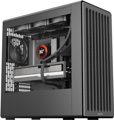 HAVN BF 360 ATX Mid Tower pc-behuizing, halfopen SGCC-stalen frame, eenvoudig kabelbeheer, afneembare bovenbeugel, stille bediening, premium stalen constructie - zwart