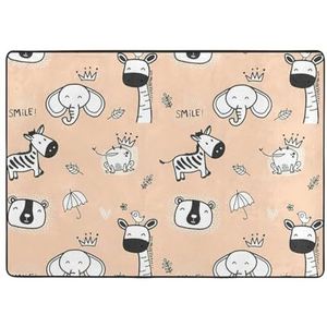 Leuke tapijten met dierenprint, woonkamervloermatten loper, tapijt zonder overslaan kinderkamer mat spelen tapijt - 148 x 203 cm