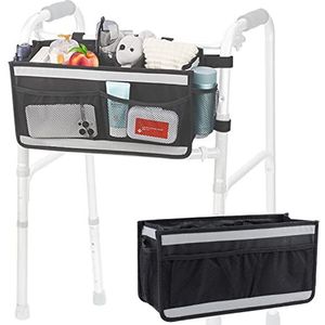 supregear Walker Mand, Grote Capaciteit Organizer Tas met 4 Mesh Zakken, Reflecterende Streep en Haak & Loop Ontwerp voor Accessoires, Zwart