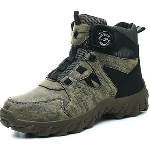 SDEQA Veiligheidsschoenen Heren Dames Stalen neus Laarzen Luchtkussen Antislip Hoge enkel Werkschoenen Draaibare gesp Schoenveters Demping Comfortabel,Groen,37 EU