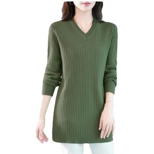 Dames Lente Herfst Grote Maat Gebreide Trui Vrouwen V-hals Solid Stretch Lange Trui Vrouwelijke Trui Tops, 2, L