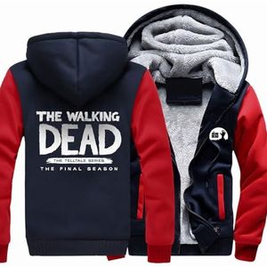 Heren Pullover Hoodie Voor Walking Dead Winter Fleece Jas Pullover Hooded Sweatshirts Rits Hoodies Zachte Warme Jas Voor Heren,Red-5XL