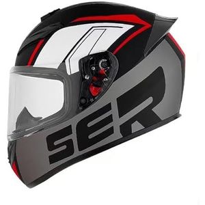 Full Face Motorhelm met Dubbele Achtervleugels DOT Gecertificeerd - Lichtgewicht en Duurzame Volwassen Motorfiets Straat Fietshelm (M)(Red lines,X-Large)