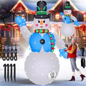 KESSER® Opblaasbare sneeuwpop, 350 cm, LED-verlichting bevestigingsmateriaal decoratie sneeuwpop Kerstmis, kerstdecoratie, figuur, geluidsarme blazer, weerbestendig IP44