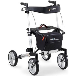 Veleco Opvouwbare Aluminium Rollator Flexo 4-wielig, Stevig en Lichtgewicht (Zilver)
