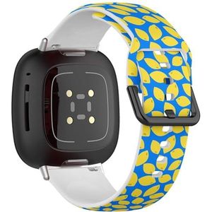 Sportbandje compatibel met Fitbit Sense/Sense 2 / Versa 4 / Versa 3 (geel citroenblauw) siliconen armbandaccessoire