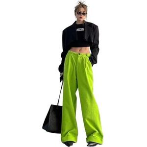 Corduroy Wijde Pijpen Joggingbroek Vrouwen Harajuku Groene Broek Oversized Koreaanse Streetwear Esthetische Kpop Vrouwelijke (Color : Green, Size : M)