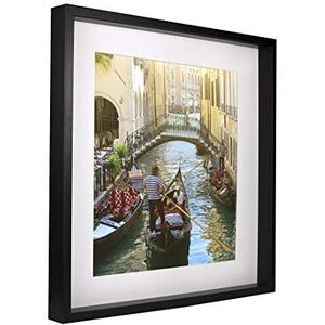 BD ART 50 x 50 cm grote box 3D-objectlijst fotolijst met passe-partout 40 x 40 cm, zwart vierkant om te vullen, dieper voor objecten, foto's, souvenirs 3 cm, voor wanddecoratie