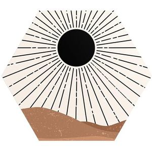 DEQORI Hexagon Wandbehang, zelfklevend, 55 x 47,6 cm, motief van de woestijnbetovering, textielcanvas, verwijderbaar, decoratief en vormvast, voor woonkamer, kantoor, hal of kinderkamer