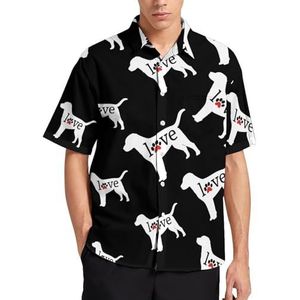Labrador Love Dog Paw Zomer Heren Shirts Casual Korte Mouw Button Down Blouse Strand Top met Pocket M