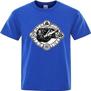 Noorse Mythologie Fenrir Wolf Heren korte mouw, 3D printen casual mode kleurrijke T-shirts, Geweldige oversized top voor vaderdagcadeaus.