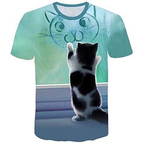 Unisex zomer t-shirt cartoon bedrukt kat dier tops T-shirts kinderen casual T-shirt voor meisjes jongens