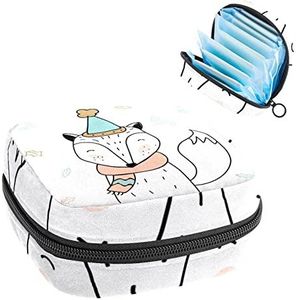 Fox dragen hoed-01 periode zakje draagbaar,Tampon opbergtas voor maandverband, Meerkleurig, 4.7x6.6x6.6 in/12x17x17 cm