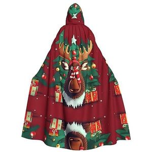 Bxzpzplj Grappige Kerst Eland Hooded Mantel Universele Volwassen Mantel Met Capuchon Carnaval Mantel Cosplay Kostuum Mantel 185cm