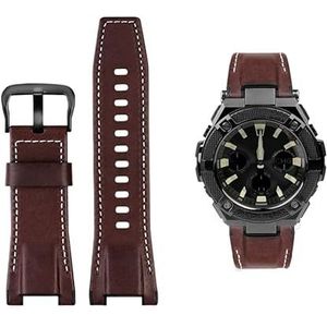 Mannen Canvas lederen horlogebandje 26 MM Fit for Casio GST-B100 S130 W300GL 400G W330 GST-W120L s120 W130L S100 Serie horloge accessorie (Color : Brown black buckle, Size : 26mm)