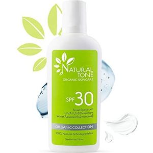 Natural Tone Organische Huidverzorging SPF30 Breed Spectrum Natuurlijke Zonnebrandcrème 4oz