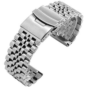 LUGEMA Fijne stalen horlogeband 20mm 22mm zwarte zilveren armband vervangende metalen riem compatibel met heren roestvrijstalen horlogeketen (Color : White Black, Size : 20mm)