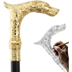 Antieke Gouden Wandelstok, Luxe Dubbele Festival Qilin Wandelstok, Prachtige Aluminiumlegering Bergbeklimmingsrevalidatiekruk