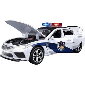 Speelgoed Auto Model 1:32 Voor BMW M8 Lichtmetalen Automodel Met Geluid, Licht, Terugtrekbaar Speelgoed, Metalen Ornament, Cadeau Voor Jongen Mini-Voertuigspeelgoed(White)