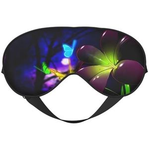 Blauw Paars Bloem Vlinder Unisex Elastische Verstelbare Gesp Ontwerp Verduisterend Slaap Oogmasker voor Thuis Reizen Yoga Kantoor Nap
