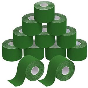BB Sport 12 x Kinesiology Tape 5 m x 5 cm Vele Kleuren E-book Applicatie Brochure Elastiek Spirien Tape Kinesiotape, Kleur:Groen