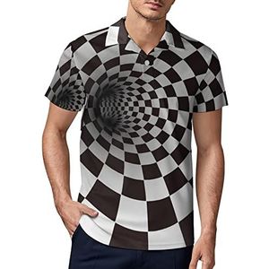 Zwart en wit spiraal tunnel heren golf poloshirt zomer korte mouw T-shirt casual sneldrogende T-shirts S