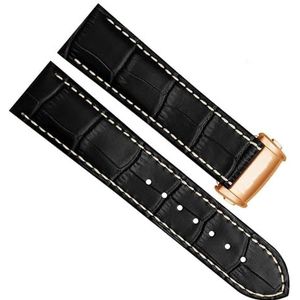 dayeer Koeienhuid lederen horlogeband voor Hamilton Aviation Classic Series kaki herenarmband met vouwgesp (Color : Black-rose gold B, Size : 20mm)