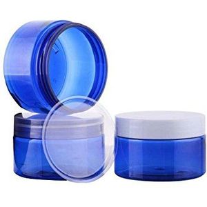 2 STKS 100G/100 ML (3,5 oz) Blauw Hervulbare Lege Plastic Crème Potten Bottes Monster Cosmetische Make-up Container Met Mengsel Schroef Top Cover En Inner Cap Voor Emulsie Hand Lotion