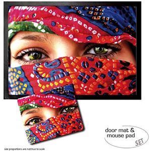 1art1 Vrouwen, Arab Eyes Deurmat (70x50 cm) + Muismat (23x19 cm) Cadeauset