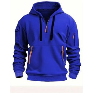 CHENZKBD Hoodie Hoodie Of Multiple Pockets Zip Long Sleeve Men‘s Hoodie Loose Fit Casual Fashion Gym Work Sports Hoody-blue B-xxl