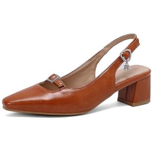 MRKEWUNEY Elegant Damess Slingback Mary Janes Chunky Heel Pumps Closed Ronde Neus Double Straps Dress Schoenen Adjustable Enkel-Riem Mary Jane Brown Size 47