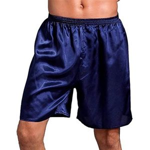 Nieuwe zomerse mannen mode huiskleding gewaden huis shorts zijden satijnen pyjama slaapkleding bodems loungewear ondergoed korte broek-Blue,XXL