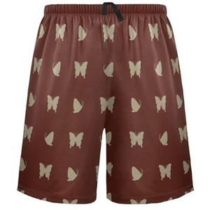 LI ZHI XIN Herenpyjamabroek, korte pyjamabroek, zomer casual shorts, elastische tailleband met trekkoord, rechte losse pasvorm met 2 zakken, S-XXL vlinderpatroon, Meerkleurig, M