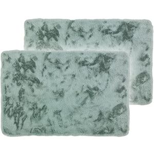 Schöner Wohnen collectie vloerkleed 60x90 cm set van 2 - zeer zachte badmat mint - decoratieve badmat afwasbaar en antislip