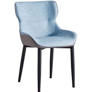 GEIRONV 1 stuks moderne keuken eetkamerstoelen, waterdicht Pu Lederen zijstoelen met koolstof stie benen woonkamer teller stoelen Eetstoelen (Color : Sky blue)