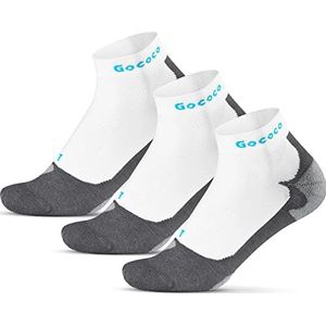 GOCOCO Licht sporten 3-pack laag uitgesneden dunne hardloop enkeltrainer Sokken Unisex voor mannen en vrouwen, Naadloos, Anti-geur en Blisterbestendig (Wit - 3-pack, 3-5.5)
